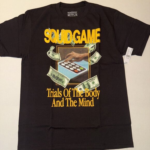 NEW Pacsun Market -Netflix-Squid Game T-Shirt Black NWT Size L & XL - Picture 1 of 3